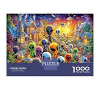 Alien Village Jigsaw Puzzle Aliens in Colorful Forest 1000 Pieces for Couples Logic Skill Party Puzzle Gift for Collectors 38x26cm/1000pcs