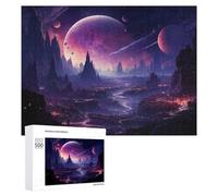 Alien Violet Blue Planet Distinctive Jigsaw Puzzle for Adults, 500 PCS