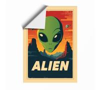 Alien Visitor Retro Unframed Wall Art Print A4 (29.7×21cm), Wall Decor for Living Room, Bedroom, Office & Home, Art Gift