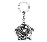 Alien vs. Predator Game Predator Queen 3D Figure Keychain AVP Alien Predator Keyring (Silver)