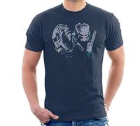 Alien Vs Predator Paint Splatter Men's T-Shirt Navy Blue
