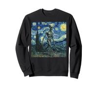 Alien Walking Van Gogh Starry Night Painting Sci-Fi Art Sweatshirt