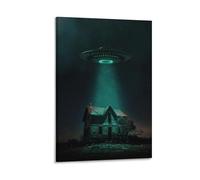 Alien Wall Art for Sci-Fi UFO Movie Posters For Room Aesthetic Canvas Wall Art Bedroom Decor 12x18inch(30x45cm)