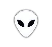 Alien - White - Heat-Activated Adhesive/Iron-on Backing - Embroidered Badge/Patch