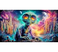 Alien-with-glowing-eyes-in-space 1000-Piece Jigsaw Puzzle for Adults 100% Recycled Cardboard Challenging & Brainteasing 75x50cm/1000pcs