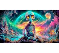 Alien-with-glowing-eyes-in-space 1000-Piece Jigsaw Puzzle for Family Challenging & Brainteasing Decoration 38x52cm/1000pcs