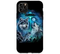 Alien Wolf Howling Moon UFO Galaxy Forest Night Art Case for iPhone 11 Pro Max