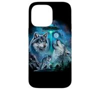 Alien Wolf Howling Moon UFO Galaxy Forest Night Art Case for iPhone 14 Pro Max
