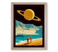 Alien World Wonder Fantasy & Sci-Fi Framed Wall Art Print A1 (84.1×59.4cm) Oak, Wall Decor for Living Room, Bedroom, Office & Home, Ready to Hang, Art Gift