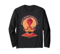 Alien Yoga Meditation Buddha UFO Zen Cosmic Flower Of Life Long Sleeve T-Shirt