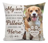 Alienc Personalised Pet Memorial Gifts for Dogs Cats, Custom Pet Memorial Cushion Cover (Optional Inner Pad), Loss of Dog Sympathy Gift