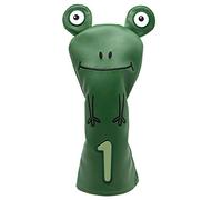 Aliennana Cute Cat Golf Wood Head Covers - Embroidered Driver, 3 Wood & Hybrid - Leather, Green, Cartoon Pattern - Golf Club Head Covers