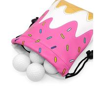 Aliennana Ice Cream Pink Golf Pouch, Leather Golf Tee Pouch with Drawstring Closure, Perfect for Golfers, Unisex Adults