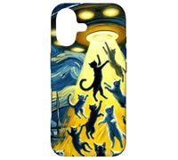 Aliens Abducting Cats UFO Van Gogh Starry Night Style Design Case for iPhone 17