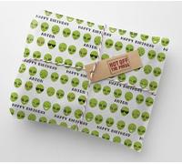 Aliens Alien UFO Personalised Birthday Wrapping Paper With 2 Plain Tags - RECYCLABLE - LARGE SHEET