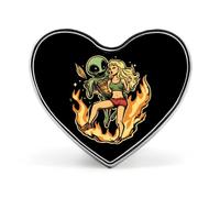 Aliens And Beauty Novelty Brooches & Pins Heart Personalised Metal Lapel Badge With Butterfly Clutch Clasp