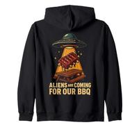 Aliens Are Coming For Our BBQ Humor Zip Hoodie