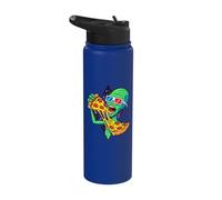 Aliens are Real Cool Alien Eating Pizza Retro 80s 90s Space Stainless Steel Insulated Water Bottle