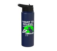 Aliens are Real Funny Cat UFO Knock It Over Meme Stainless Steel Insulated Water Bottle