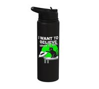 Aliens are Real Funny Cat UFO Knock It Over Meme Stainless Steel Insulated Water Bottle