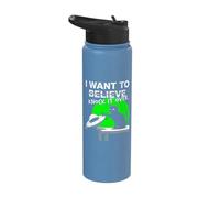 Aliens are Real Funny Cat UFO Knock It Over Meme Stainless Steel Insulated Water Bottle