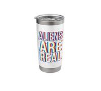 Aliens are Real Glitch Text Effect Mind-Bending Distorted Stainless Steel Insulated Tumbler