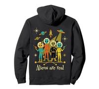 Aliens Are Real Meme Retro 1950s Atomic Age Space Sci-Fi Pullover Hoodie