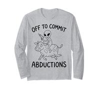 Aliens are Real Off to Commit Abductions Riding Cow Meme Long Sleeve T-Shirt