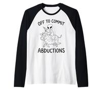 Aliens are Real Off to Commit Abductions Riding Cow Meme Raglan Baseball Tee
