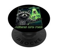 Aliens Are Real Raccoon Selfie UFO Bigfoot Abduction Meme PopSockets Adhesive PopGrip