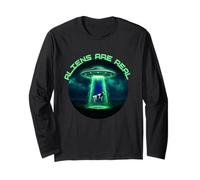Aliens are Real UFO Cow Abduction Ironic Meme Long Sleeve T-Shirt