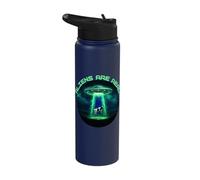Aliens are Real UFO Cow Abduction Ironic Meme Stainless Steel Insulated Water Bottle