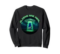 Aliens Are Real UFO Cow Abduction Ironic Meme Sweatshirt