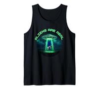 Aliens are Real UFO Cow Abduction Ironic Meme Tank Top