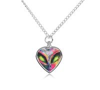 Aliens Art Pet Ash Necklace Keepsake Memorial Heart Pendant Jewelry