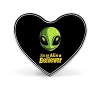 Aliens Believer Novelty Brooches & Pins Heart Personalised Metal Lapel Badge With Butterfly Clutch Clasp
