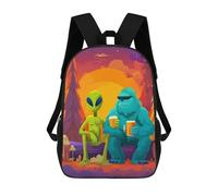 Aliens Bigfoot Good Bros Backpacks Travel Bag 17 Inch | Large Capacity Laptop Bags Compartments Straps Pocket Daypack