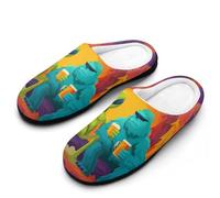 Aliens Bigfoot Good Bros Women's Warm Slippers Non-Slip Rubber Cotton Winte Shoes for Indoor Outdoor