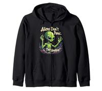 Aliens Don't Panic They Analyze Space Logic Apparel Zip Hoodie