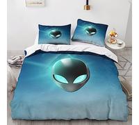 Aliens Duvet Cover Bedding Set for Boys Girls UFO Comforter Bedspread Cover Quilt Cover Hidden Zipper Soft Microfiber Kids And Adults Full of Love Sleep Aid Double（200x200cm）
