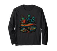 Aliens Fishing in Boat Catching Starry Fish Long Sleeve T-Shirt