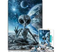 Aliens from Outer Space Jigsaw Puzzles for Adults Teenagers Jigsaws Puzzle,Help The Brain Exercise Addictive Toys to Cultivate Patience Parent-child Interaction (50x75cm)