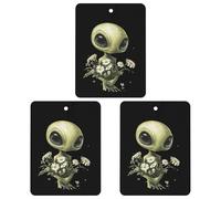 Aliens Handle Flowers Car Air Freshener 3-pack Aromatherapy Tablets Hanging Scented Cards for Rooms Bathrooms Wardrobe Square