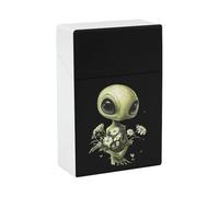 Aliens Handle Flowers Cigarette Cases Lightweight Smoking Storage Box Portable Flip Top for Indoor Outdoor Use