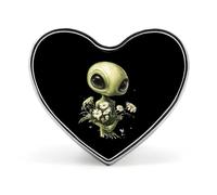 Aliens Handle Flowers Heart Badge Pin Metal Reel Pins Memorial Brooch Button Lapel Pins for Backpack Wedding