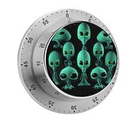 Aliens Kitchen Timer - Mechanical Visual Timer, Stainless Steel Digital Timers with Magnetic Base Egg Timers for Hard Boiled Eggs 60-Minute Countdown Kitchen Clock for Cooking
