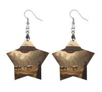 Aliens Martian Flying Saucer Abductin Women's Earrings Wooden Pendant Dangle Jewelry Stylish Accessories for Party