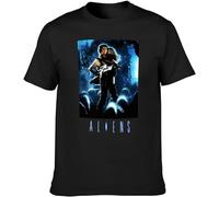 Aliens Movie Poster Sigourney Weaver Men's T-Shirt Graphic Unisex Black Top Shirt