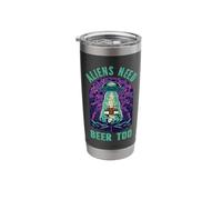 Aliens Need Beer Too Outer Space UFO Funny Beer Drinking Stainless Steel Insulated Tumbler
