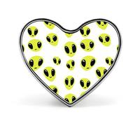 Aliens Pattern Cute Heart Badge for Women Men Novelty Funny Brooches Pins for Shirts Bags Hats